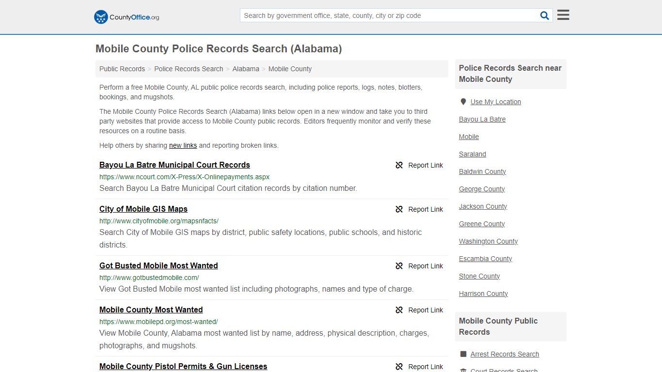 Mobile County Police Records Search (Alabama) - County Office